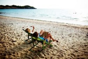 using beach chair
